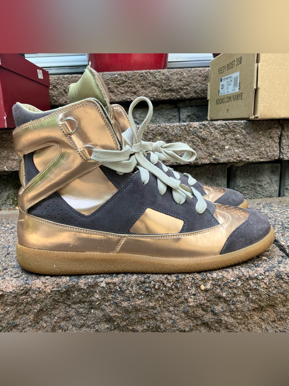 Maison Marigelia High Top Cut Out , in Copper / Tan Colorway